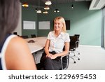 Businesswoman Interviewing Female Candidate At Graduate Recruitment Assessment Day In Office