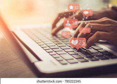  Businesswoman laptop using ,Social, media, Marketing concept. - Shutterstock ID 785222245