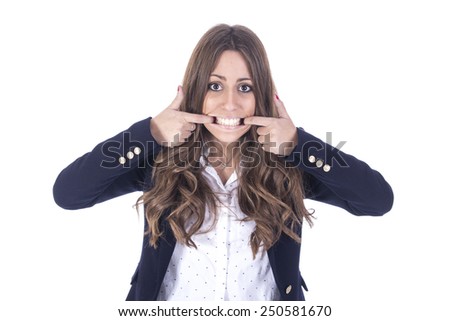 Businesswoman making funny gesture