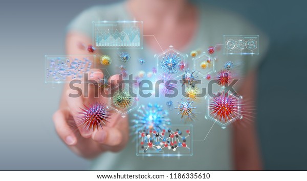 Businesswoman On Blurred Background Analyzing Bacteria Stock Photo