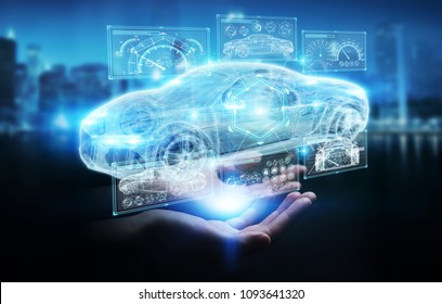 Businesswoman on blurred background modern smart car interface 3D rendering - Powered by Shutterstock