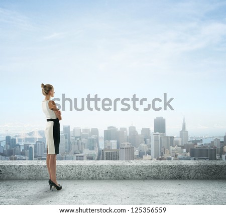 Similar – Image, Stock Photo Woman gazing into the distance