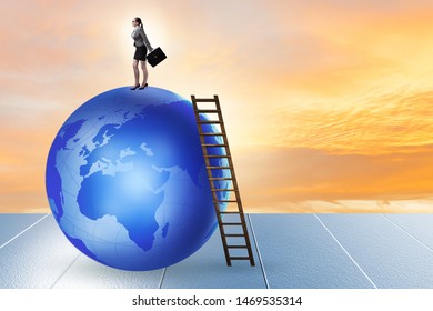 Businesswoman On Top Of The World