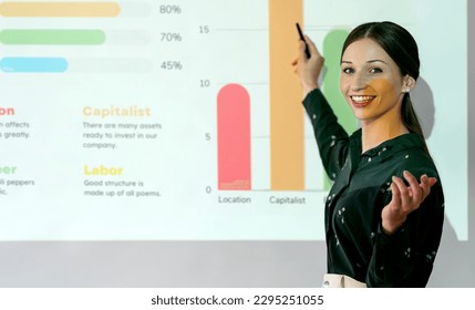 Businesswoman presenting annual reports of the successful business company in meeting room. - Powered by Shutterstock