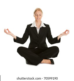 Businesswomen Meditating Lotus Position Isolated On Stock Photo (Edit ...