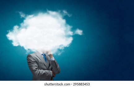 Businesswoman Standing With Cloud Instead Of Head