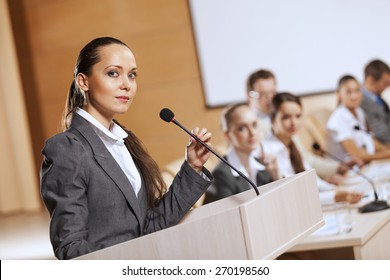 1,318 Speaker Standing Woman Podium Images, Stock Photos & Vectors ...