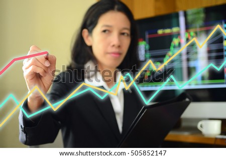 Businesswoman Stock Broker Over Forex Chart Stock Photo Edit N!   ow - 