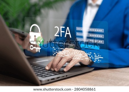 Businesswoman Using Two Factor Authentication (2FA) on Laptop and Smartphone for Secure Account Access, Cybersecurity, Identity Verification, Data Protection, Cloud Storage and Digital Privacy