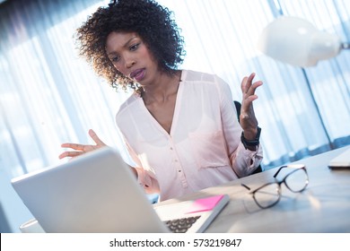 Businesswoman Who Gets Angry On The Computer At Office