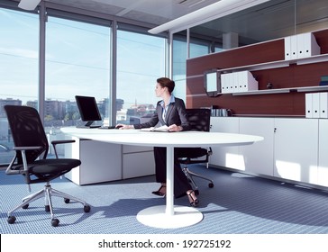 businesswoman working in her office
