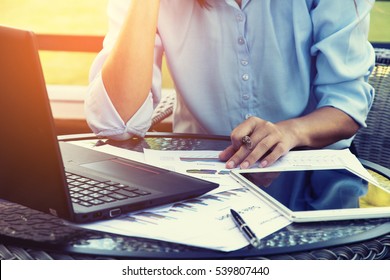 Businesswoman working with laptop. - Shutterstock ID 539807440