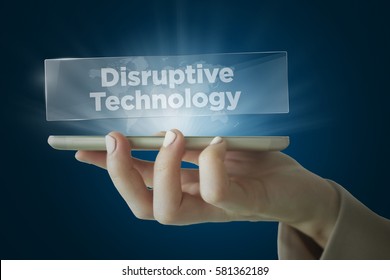 Businesswoman's Hand Holding Smartphone With Disruptive Technology