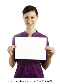 Businesswomen Holding Blank Page