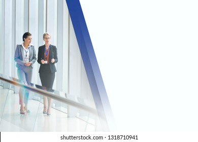 Businesswomen walking in a hallway