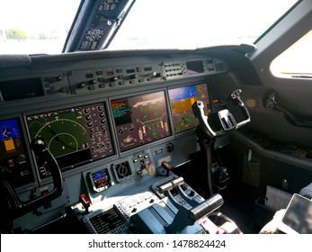 Bussenes Jet Airplane Cockpit Flight Deck.Instrument Panel.