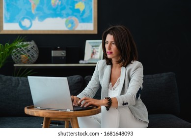 Bussines Woman Working At Home With Laptop