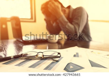 Bussiness, Depressed businessman in office, Bussiness concept, soft focus, vintage tone Foto stock © 