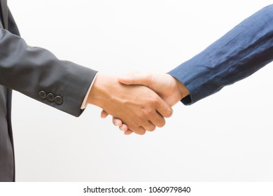 Bussiness Man Shaking Hand With Partner Of Agreement Concept On White Background