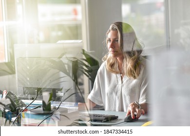 Bussiness Woman Working At Her Desk