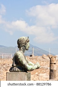 Bust Of Diana In Focus And Background Out Of Focus In Pompeii