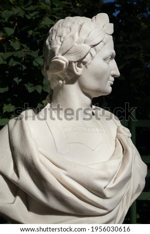 bust of Julius Caesar in the summer garden of St. Petersburg
