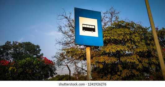 Bust Stop Sign Board On The Roadside In Pune, India