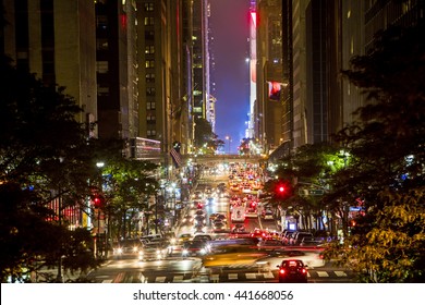 Busy 42nd Street Traffic In New York