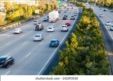 Busy Australian M1 Highway At Peak Hour