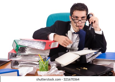 Busy Businessman Under Work Stress