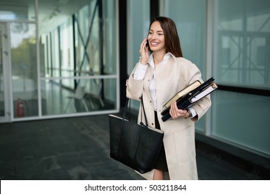 Busy Ceo Business Woman Going To Work