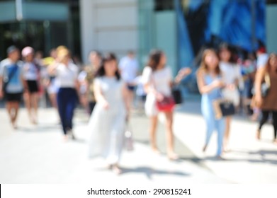 Busy City Pedestrian People Crowd On Street Road