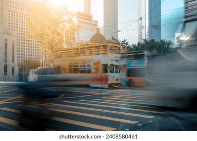 Busy city street at Central, Hong Kong - Powered by Shutterstock