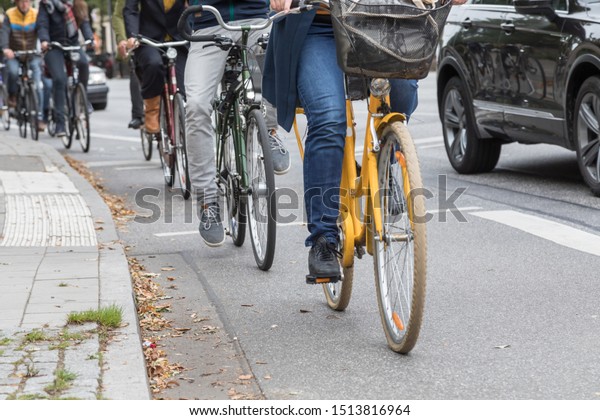 busy cycle lane in\
Hamburg