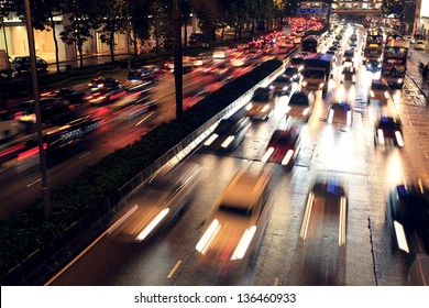 Busy Highway At Night