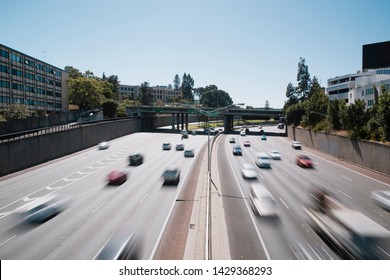 Busy Highway In Perth, Australia With Blurred Motion Cars. 