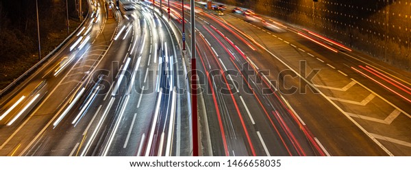 busy highway traffic night\
time 