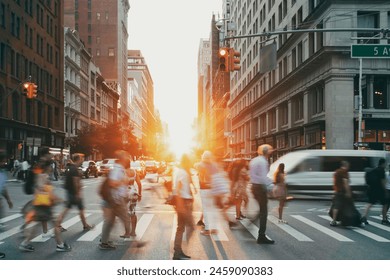 Busy intersection is crowded with people and traffic on 23rd Street in Manhattan New York City - Powered by Shutterstock