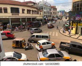 A Busy Isolated Road With Traffic Jam Shot In Ghana,Kumasi From West Africa On October 29th,2019.