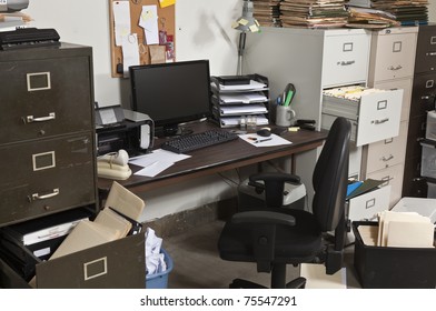 Busy, Messy, Cluttered, Funky Office Space.