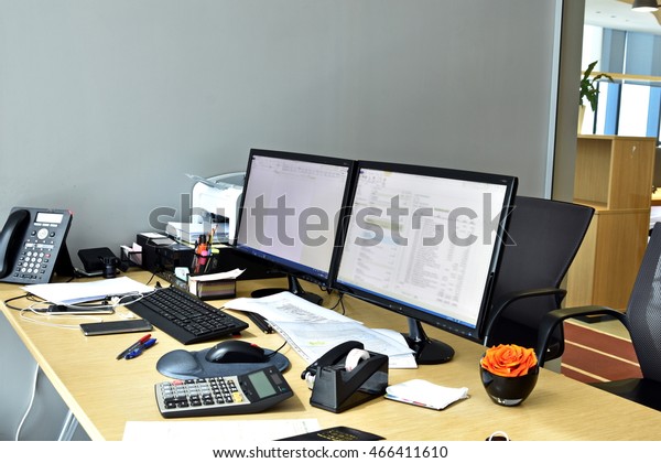 Busy Office Desk All Items Work Stock Photo Edit Now 466411610