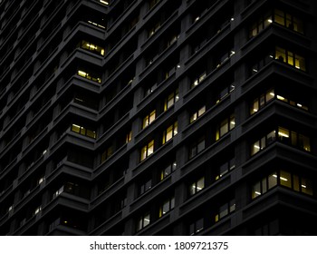 A Busy Office Tower At Night In Sydney, Australia