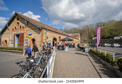 Busy Outdoor Cafe At The Cheese And Grain In Frome, Somerset, UK On 3 April 2022