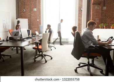 Busy staff employees business women men group working on computers in office rush in modern big coworking room, diverse corporate team people workers using pc at workplace moving in enterprise space - Shutterstock ID 1322055758