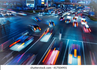 The busy traffic in the city - Shutterstock ID 417504901