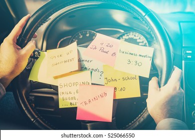 Busy Work Do Post Notes List Chaotic Stress Errands Multitask Overloaded Concept - Stock Image