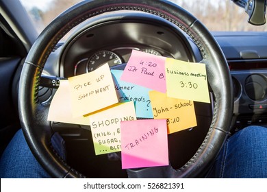 Busy Work Do Post Notes List Chaotic Stress Errands Multitask Overloaded Concept - Stock Image