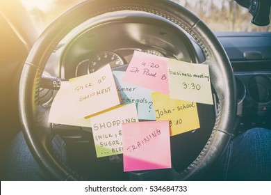 Busy Work Do Post Notes List Chaotic Stress Errands Multitask Overloaded Concept - Stock Image