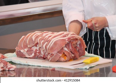 Butcher Using String Tie Together Joint Stock Photo 412915084 ...