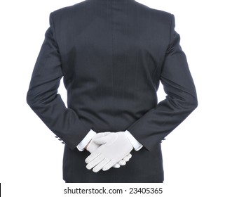 Butler With Hands Behind His Back - torso only isolated on white